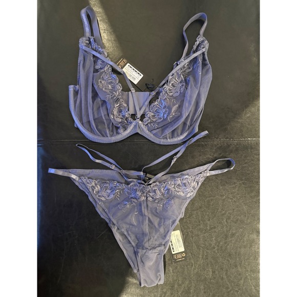 Scantilly Other - NWT Scantilly Curvy Kate Bound Blossom Steel Grey Bra 34H/Brazilian Brief L Set